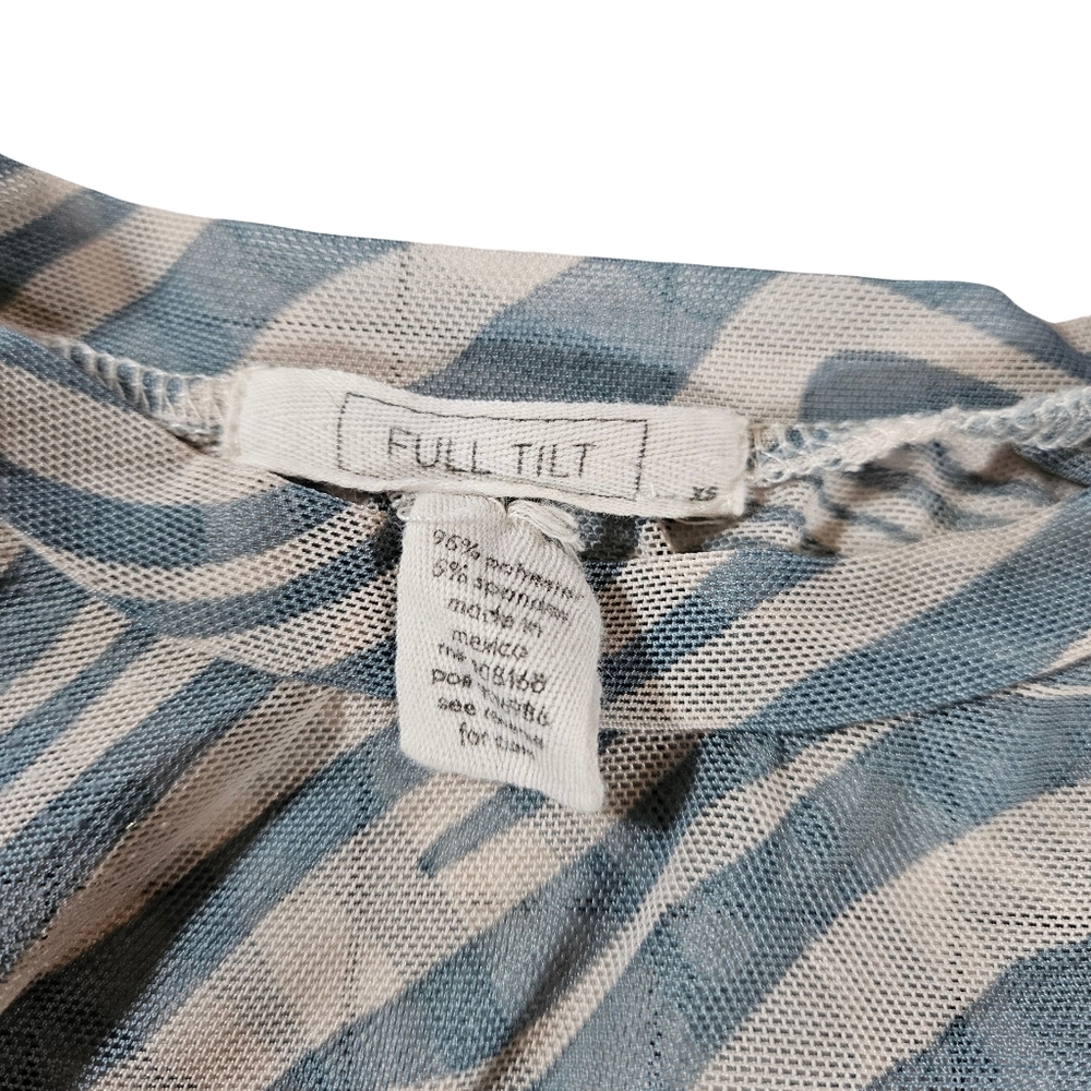 Full Tilt Pschedelic Mesh Top Blue/White Swirl Pattern, XS - Picture 6 of 8